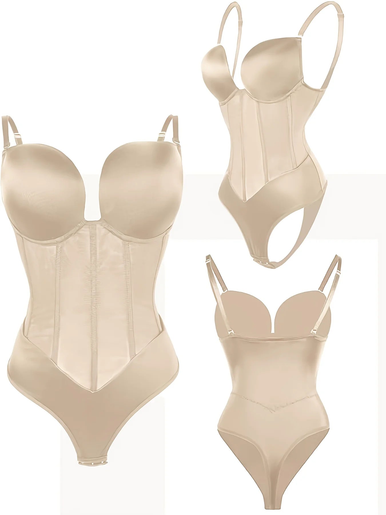 Deep V Neck Shaper Bodysuit