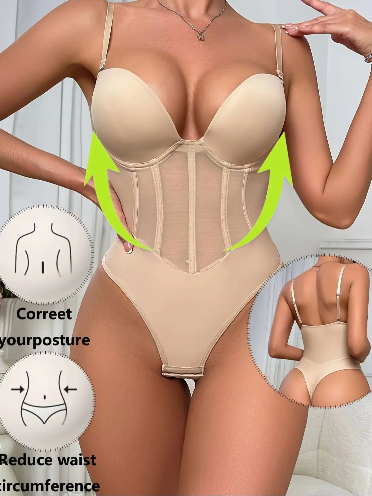 Deep V Neck Shaper Bodysuit