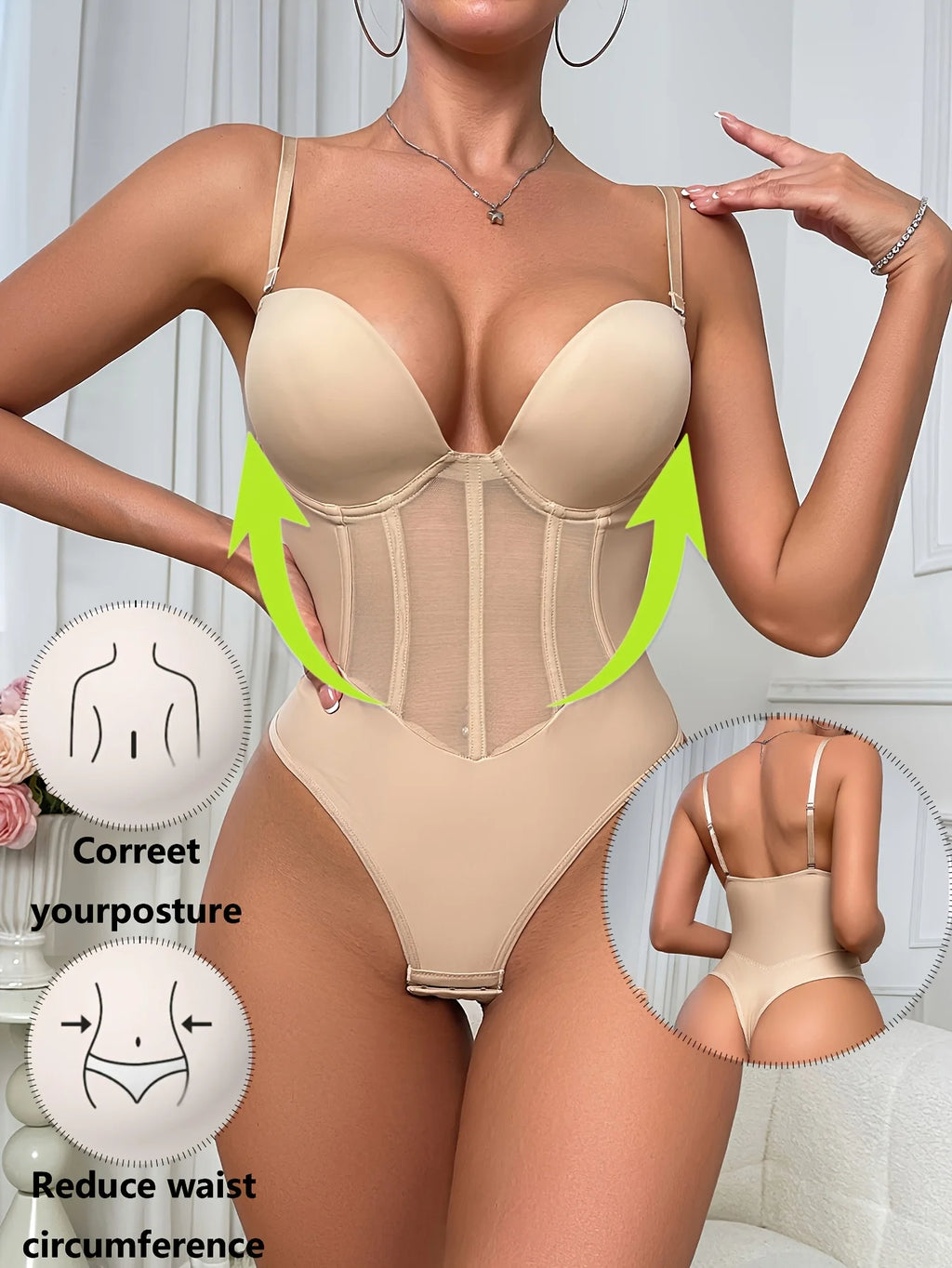 Deep V Neck Shaper Bodysuit